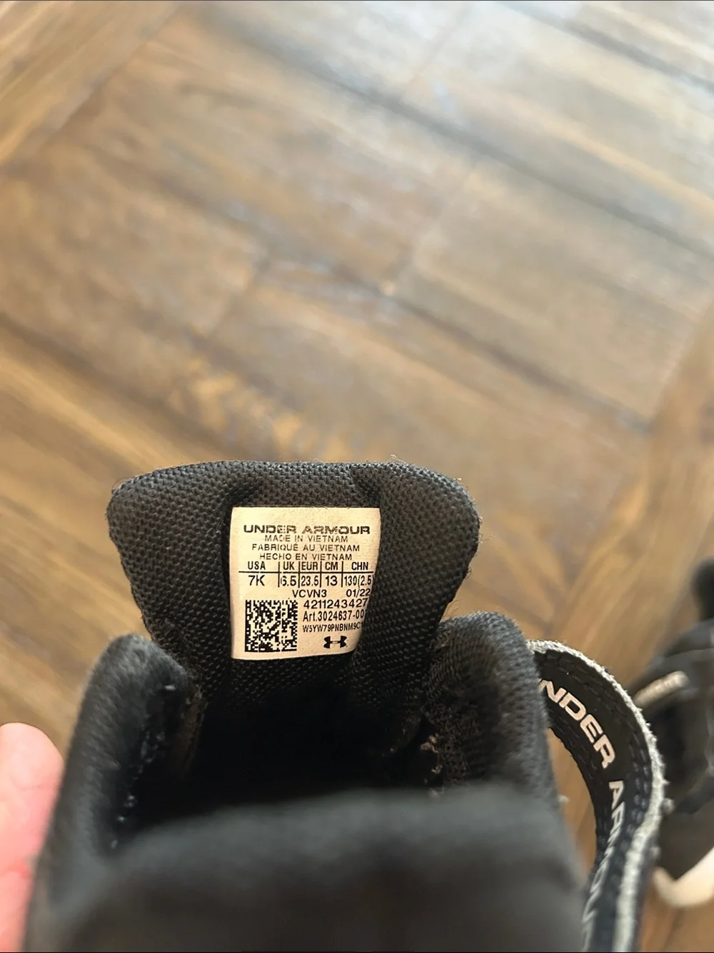 Under Armour Kids Black and White Velcro Athletic Sneakers